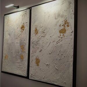Abstract Textured Wall Art with Gold Accents